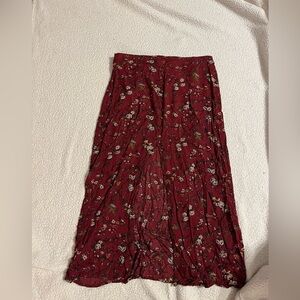 Red floral maxi dress with front slit